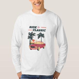 T-shirt Illustration de plage voiture classique rétro