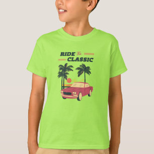 T-shirt Illustration de plage voiture classique rétro