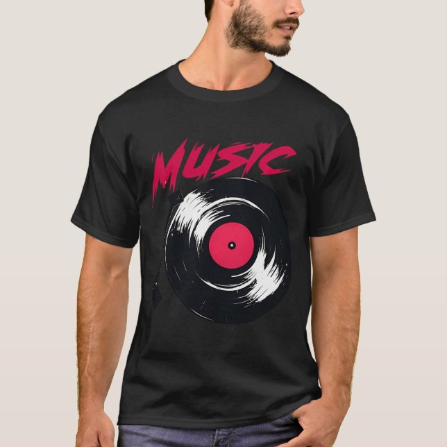 T-shirt Illustration de platine vinyle stylisée (Devant)