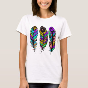 T-shirt Illustration de plumes colorées