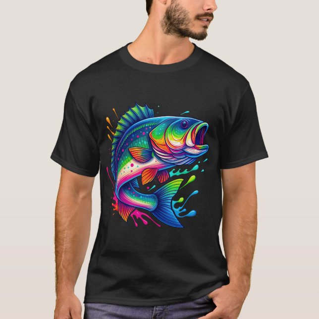 T-shirt Illustration de poisson basses avec éclaboussure a (Devant)