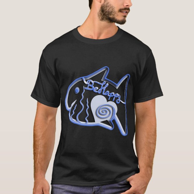 T-shirt Illustration de poisson bleu (Devant)