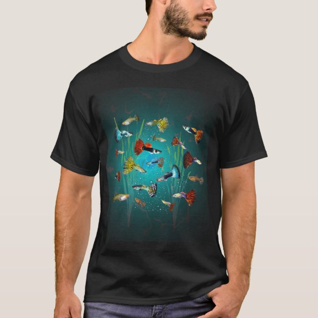 T-shirt Illustration de poisson clown glace noire (Devant)