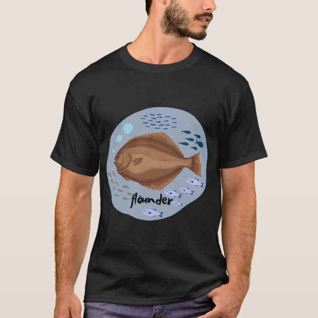 T-shirt Illustration de poisson flet (Devant)