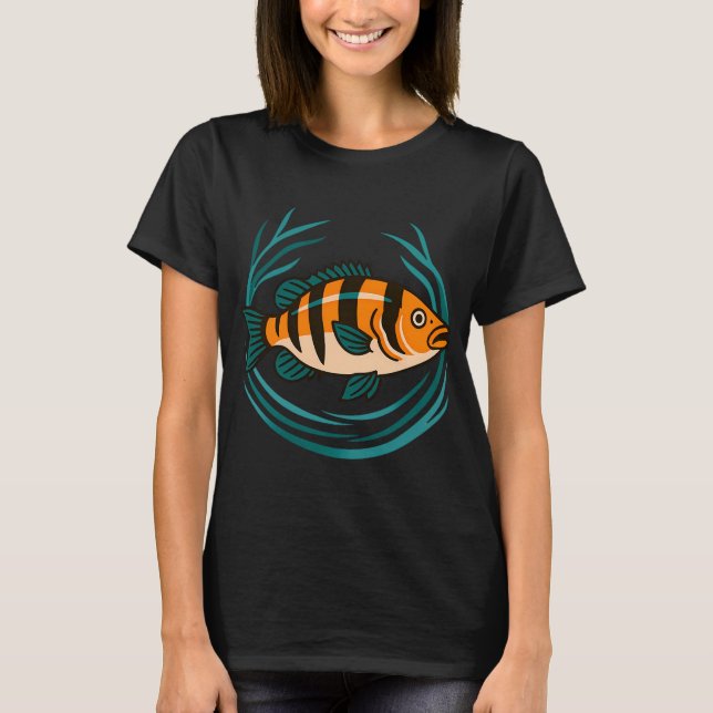 T-shirt Illustration de poisson lœche coloré (Devant)