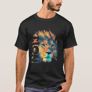T-shirt Illustration de polygone de lion animaux de zoo co