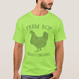 T-shirt Illustration de poulet frais et biologique de garç