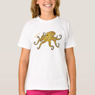 T-shirt Illustration de poulpe à anneau bleu