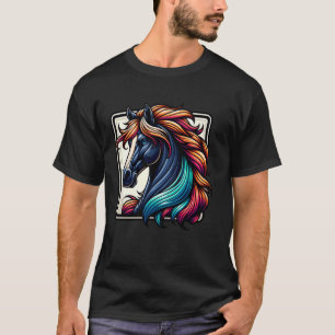 T-shirt Illustration de profil de tête de cheval coloré po