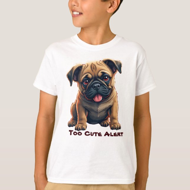T-shirt Illustration de Pug Adorable (Devant)