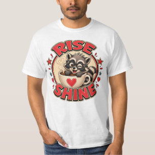 T-shirt Illustration de raton laveur amateur de café "Rise
