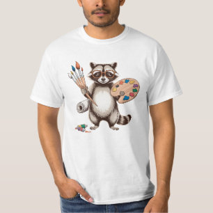 T-shirt Illustration de Raton Laveur Peintre Cool