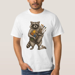 T-shirt Illustration de Raton Laveur Peintre Cool