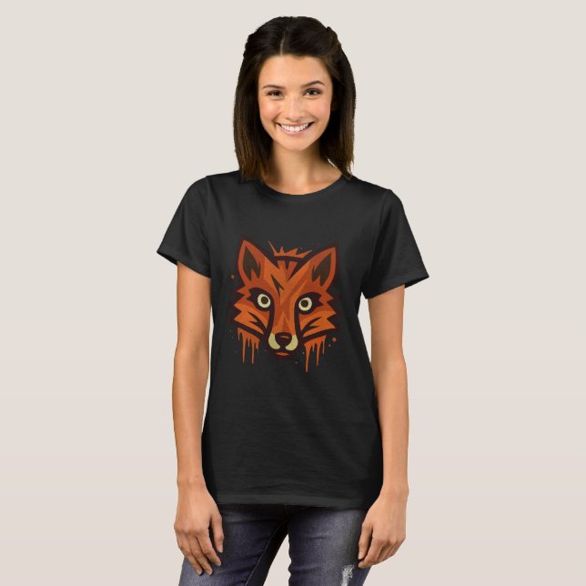 T-shirt Illustration de renard audacieux – Conception mode (Devant entier)