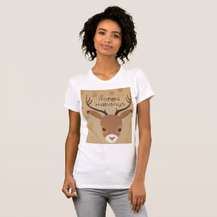T-shirt Illustration de renne sur fond marron