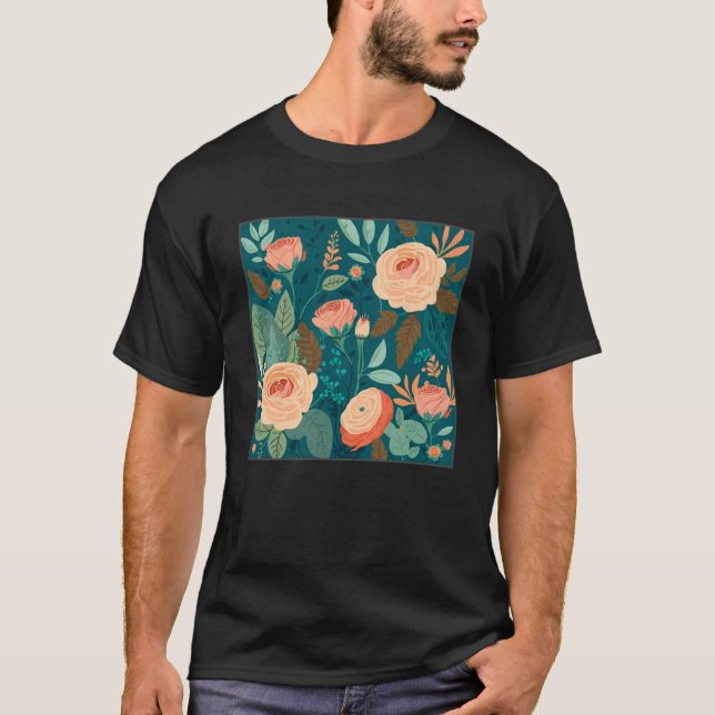 T-shirt Illustration de Roses botaniques mignons Fleur mag (Devant)