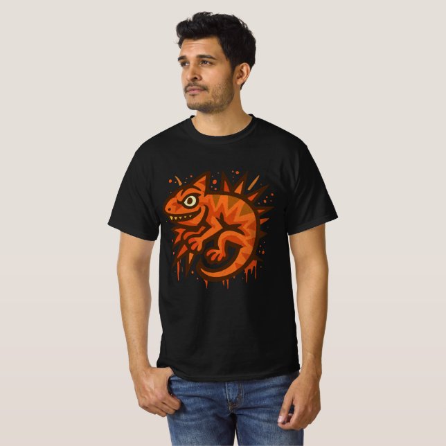 T-shirt Illustration de salamandre audacieuse  (Devant entier)