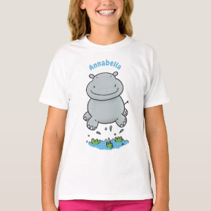 T-shirt Illustration de saut en hippo mignon
