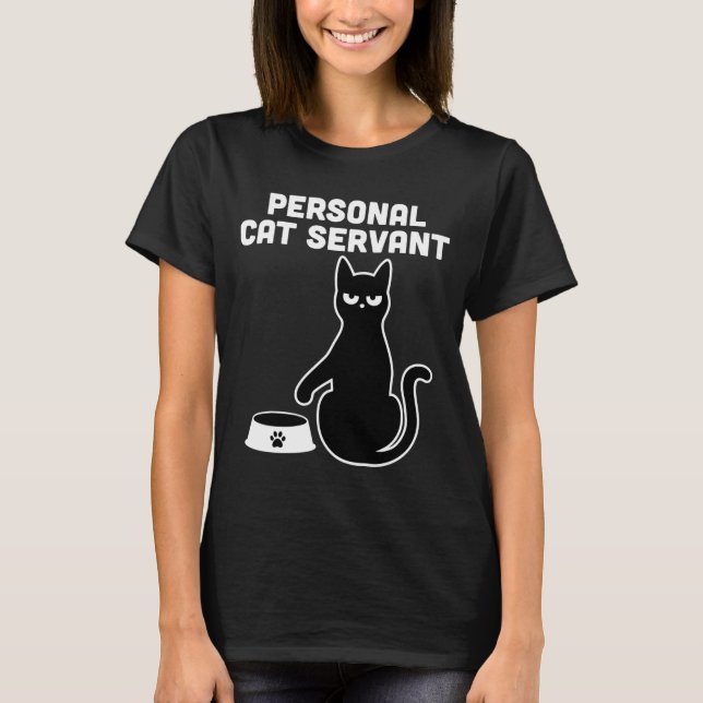 T-shirt Illustration de servante féline à manches longues (Devant)