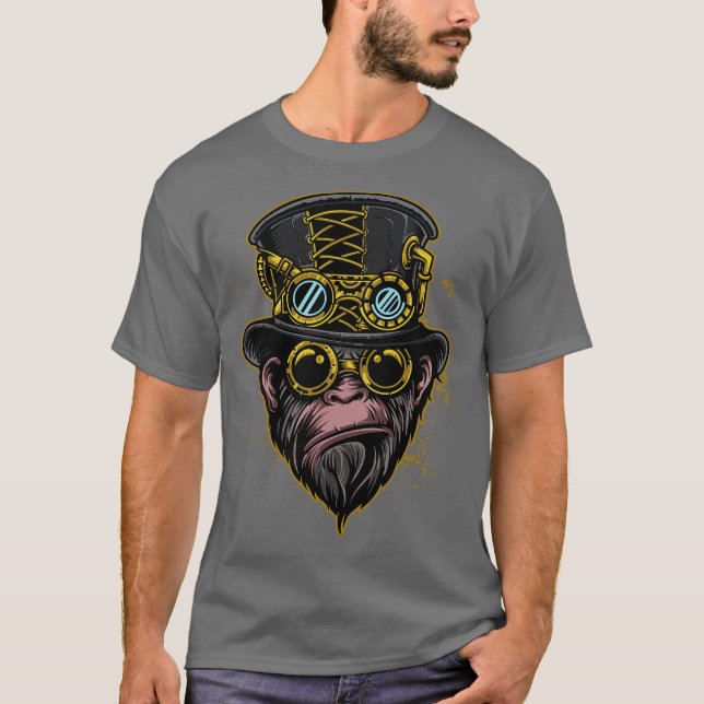 T-shirt Illustration de singe Steampunk (Devant)