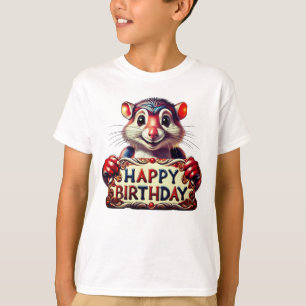 T-shirt Illustration de souris d'anniversaire joyeux dessi