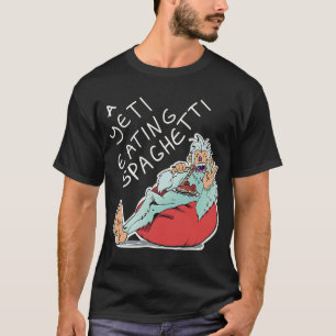 T-shirt Illustration de Spaghetti à manger à un Yeti stupi