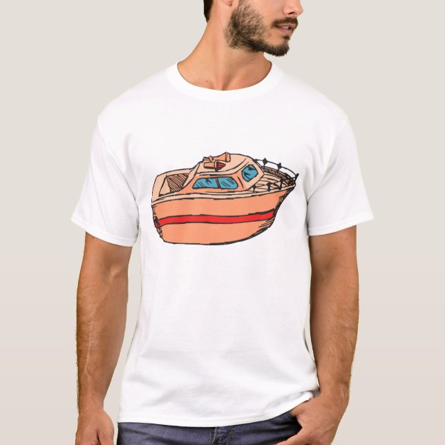 T-shirt Illustration de Speedboat amusant Nautical Boat De (Devant)