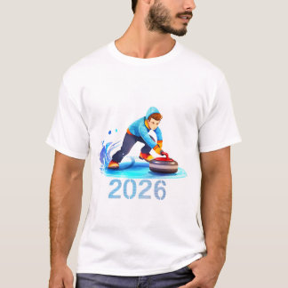 T-Shirt Illustration de sport de curling d'hiver 2