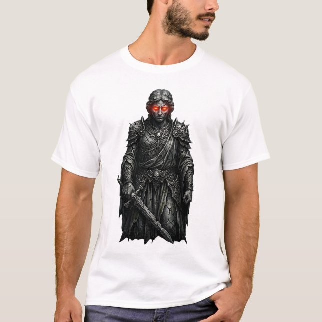 T-shirt Illustration de statue de pierre d'ange déchu Dark (Devant)