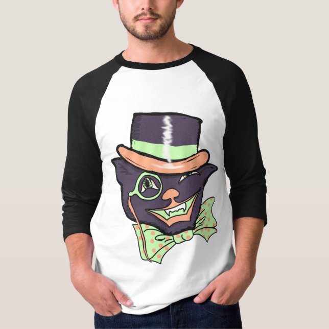 T-shirt Illustration de style Vintage Chat Halloween (Devant)
