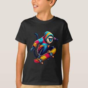 T-shirt Illustration de tamarin funky cool en skateboard