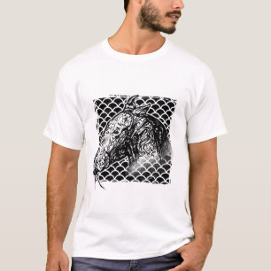T-shirt Illustration de tatouage Cheval noir et blanc