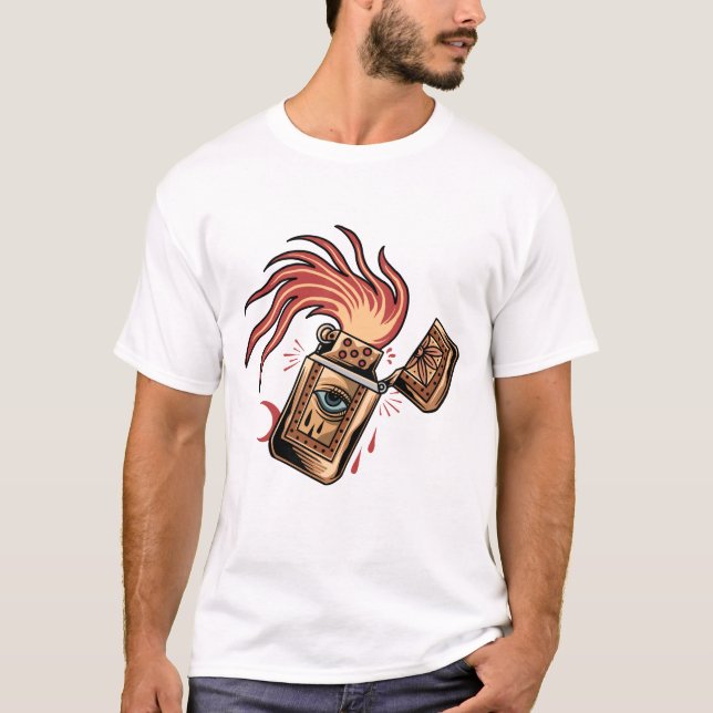 T-shirt Illustration de tatouage de style ancien plus lége (Devant)