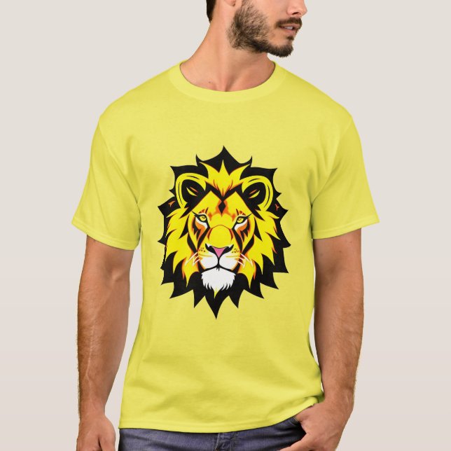T-shirt Illustration de tête de lion avec détails complexe (Devant)