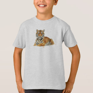 T-shirt Illustration de tigre à l'aquarelle – Faune majest