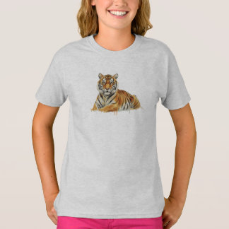 T-shirt Illustration de tigre à l'aquarelle – Faune majest