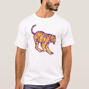 T-shirt Illustration de tigre de chat sauvage de bandes vi