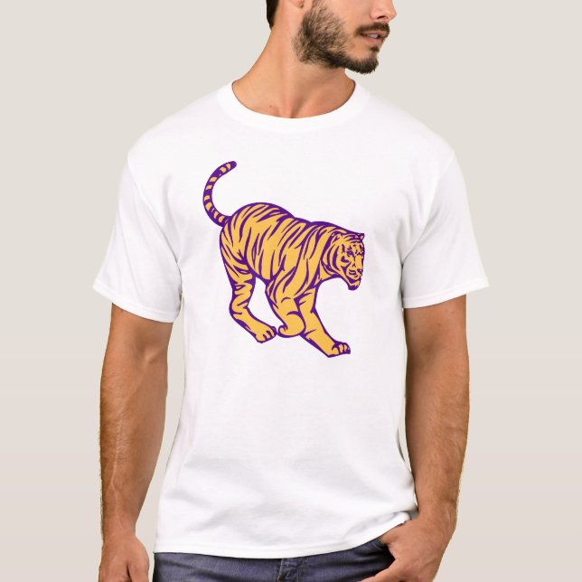 T-shirt Illustration de tigre de chat sauvage de bandes vi (Devant)