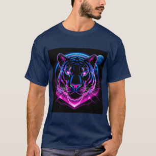 T-shirt Illustration de tigre néon avec des formes géométr