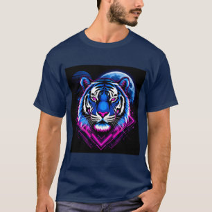 T-shirt Illustration de tigre néon avec des formes géométr