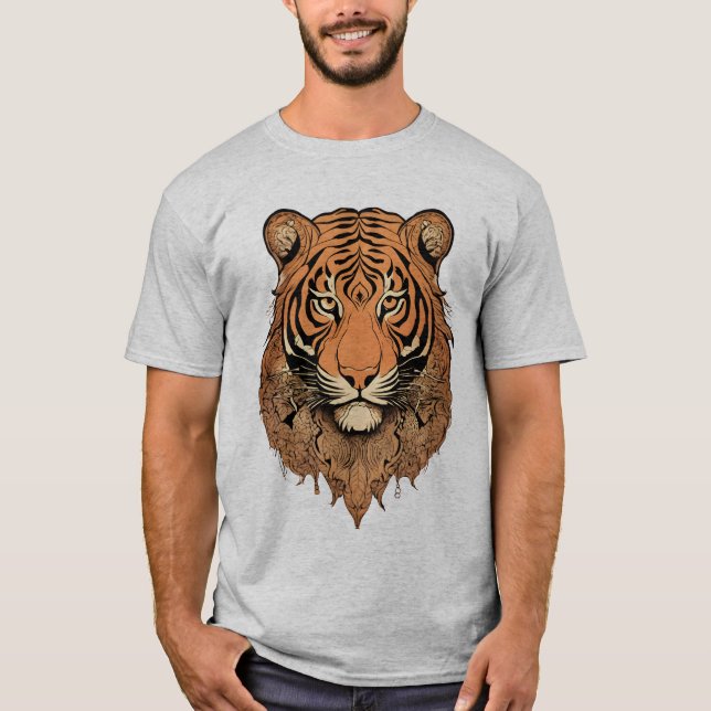 T-shirt Illustration de tigre stylisée Tee (Devant)
