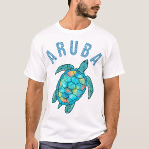 T-shirt Illustration de tortue marine de la plage d'Aruba
