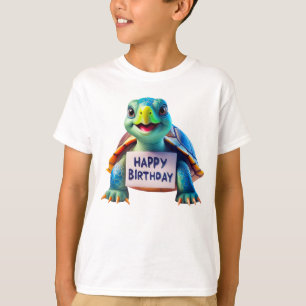 T-shirt Illustration de tortue mignonne pour joyeux annive