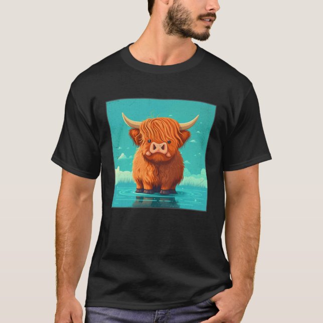 T-shirt Illustration de vache des Highlands écossaise mign (Devant)