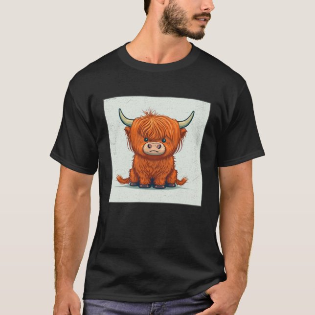 T-shirt Illustration de vache des Highlands écossaise mign (Devant)
