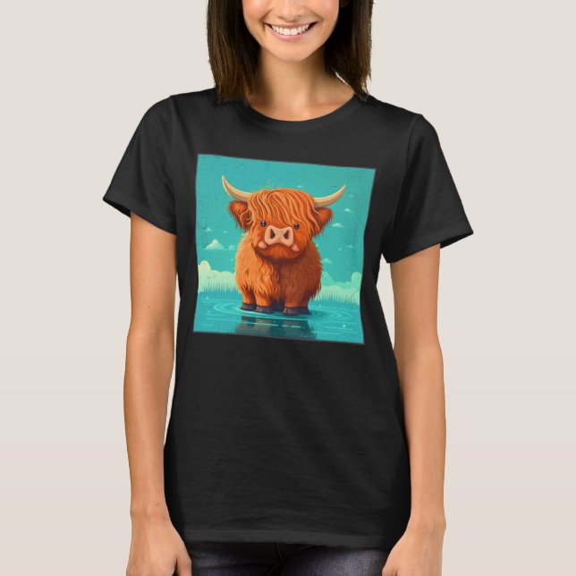 T-shirt Illustration de vache des Highlands écossaise mign (Devant)