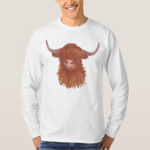 T-shirt Illustration de vache Fluffy Highland