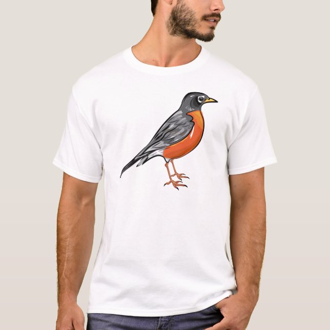 T-shirt Illustration de vecteur d'oiseau de Robin (Devant)