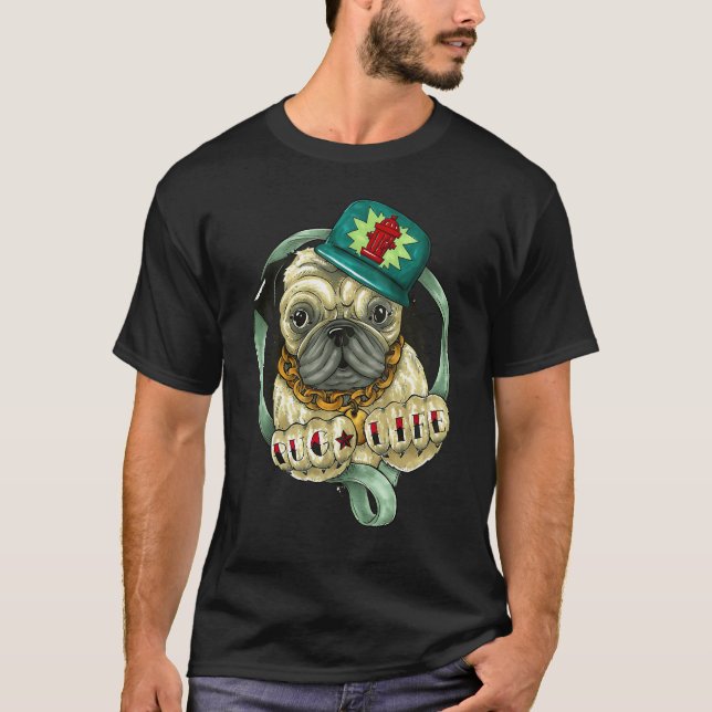 T-shirt Illustration de vie de Pug (Devant)
