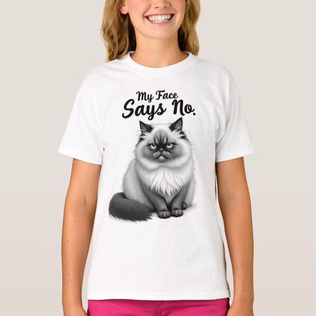 T-shirt Illustration de visage de chat drôle – Art de chat (Devant)